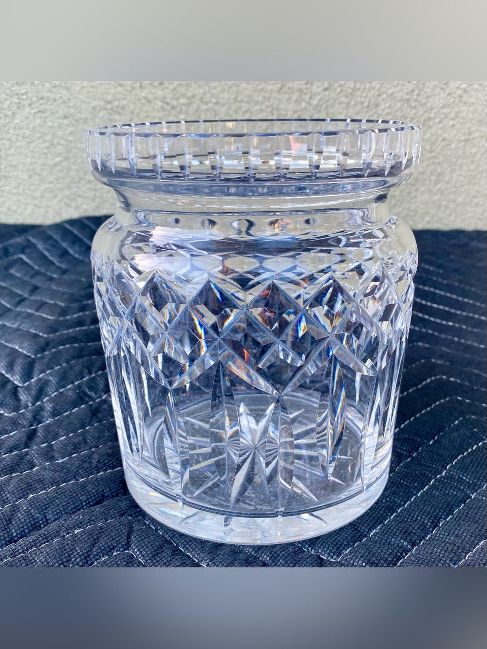 Waterford Lismore Crystal Biscuit Barrel Vase 6”H x 5” Dia. (MISSING LID)